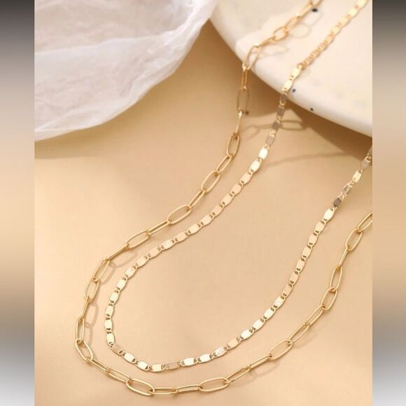 Gold Chain Necklace Set A1387 - Picture 2 of 5